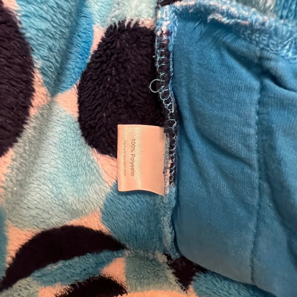 Hanna Andersson Plush Blue and Black Polka Dot fleece jacket - Picture 13 of 15